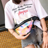 Women PVC Laser Hologram Waist Pack Fanny Pack Zipper Reflective Belt Bag