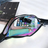 Women PVC Laser Hologram Waist Pack Fanny Pack Zipper Reflective Belt Bag