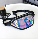 Women PVC Laser Hologram Waist Pack Fanny Pack Zipper Reflective Belt Bag