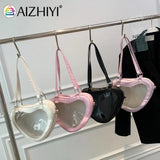 Women PVC Shoulder Bag Love Heart Shaped Handbag Tote Purse