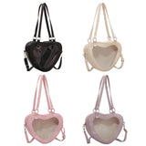Women PVC Shoulder Bag Love Heart Shaped Tote Purse Handbag for Traveling