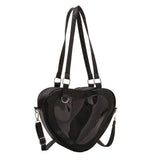 Women PVC Shoulder Bag Love Heart Shaped Tote Purse Handbag for Traveling