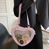 Women PVC Shoulder Bag Love Heart Shaped Handbag Totes Purse