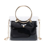 Women PVC Transparent Square Bag Clear Satchel Crossbody Chain Small Jelly R