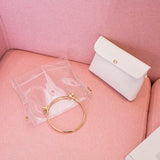 Women PVC Transparent Square Bag Clear Satchel Crossbody Chain Small Jelly R
