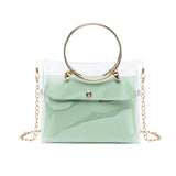 Women PVC Transparent Square Bag Clear Satchel Crossbody Chain Small Jelly R