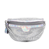 Women Diamond Bling Waist Bag Splicing Crossbody Chest Handbag