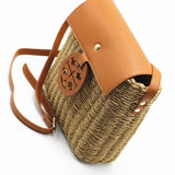 Women Straw Shoulder Bag Hand-Woven Beach Crossbody Messenger Flap Bag