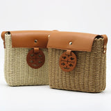 Women Straw Shoulder Bag Hand-Woven Beach Crossbody Messenger Flap Bag