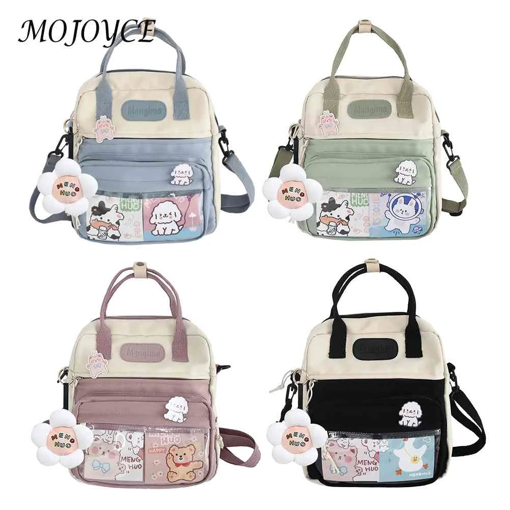 Women Preppy Style Patchwork Backpack Nylon Large Capacity Handbags