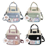 Women Patchwork Hit Preppy Style Backpack Ladies Nylon Large Capacity Handbags