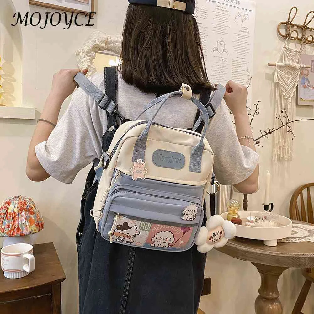 Women Patchwork Preppy Style Backpack Nylon Large Capacity