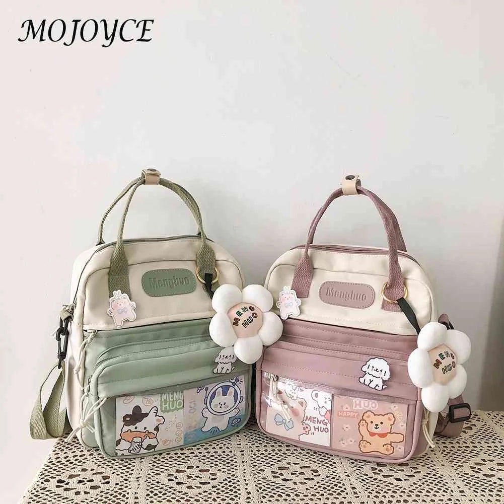 Women Preppy Style Patchwork Backpack Nylon Large Capacity Handbags