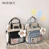 Women Patchwork Preppy Style Backpack Nylon Large Capacity