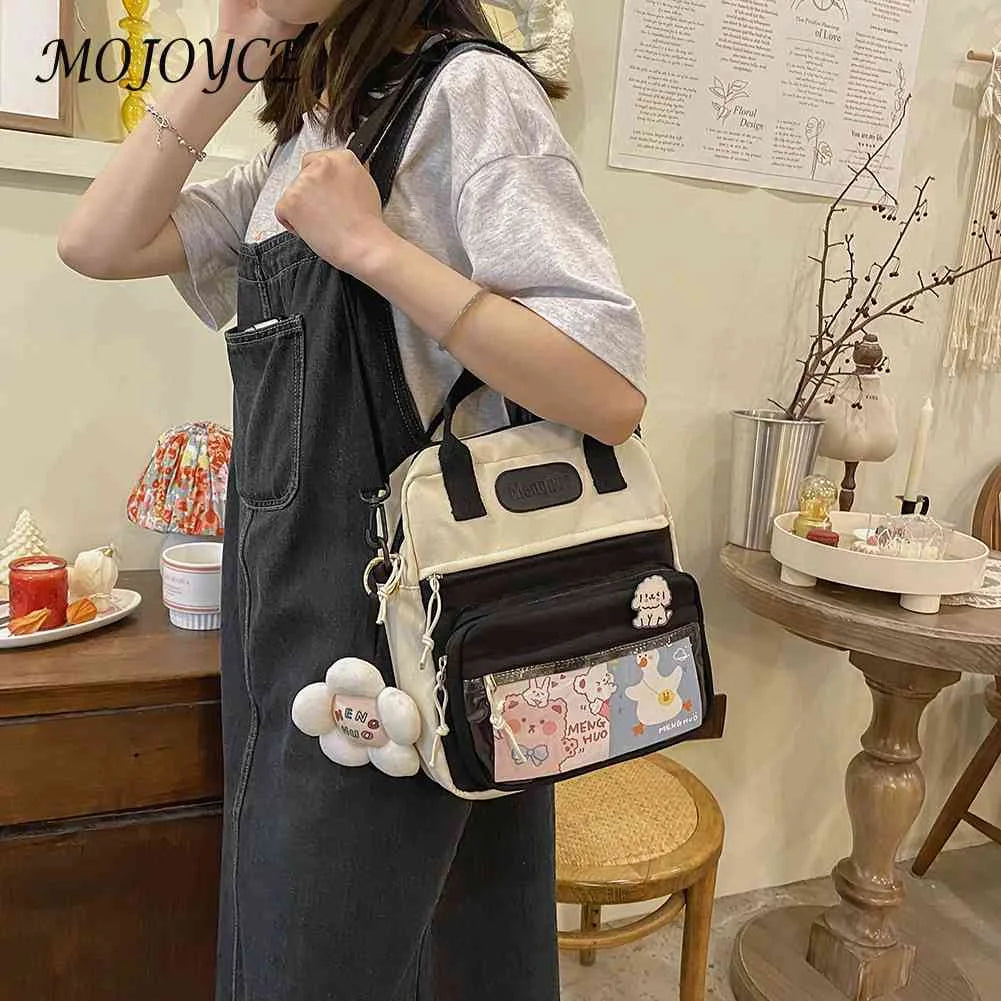 Women Patchwork Preppy Style Backpack Nylon Large Capacity