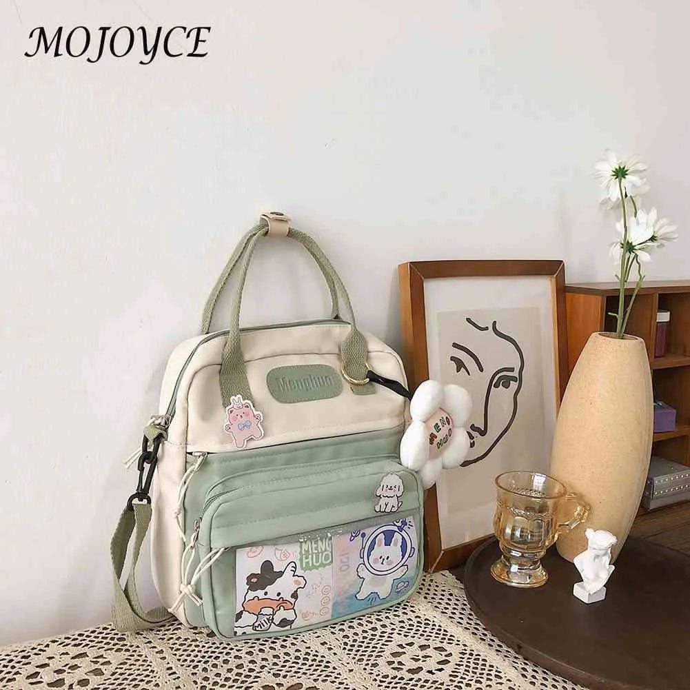 Women Preppy Style Patchwork Backpack Nylon Large Capacity Handbags