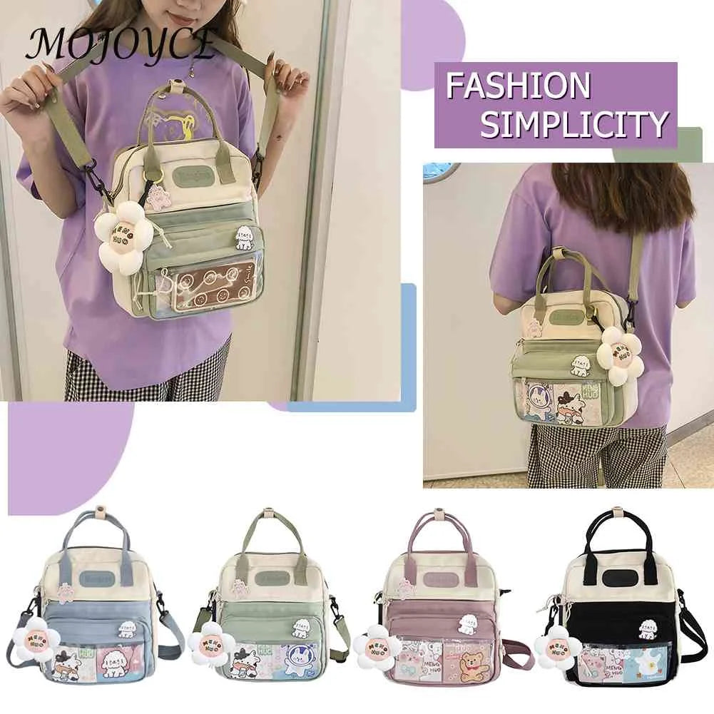 Women Patchwork Preppy Style Backpack Nylon Large Capacity