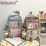 Women Patchwork Knapsack Contrast Backpacks Cartoon Pattern Bags