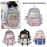 Women Patchwork Knapsack Contrast Backpacks Cartoon Pattern Bags
