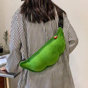 Funny Pea Soft Shoulder Bag Plush Chest Bag