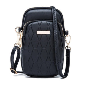 Women Phone Crossbody Bag Rhomboids PU Leather Wallet Purse