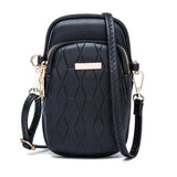 Women Phone Crossbody Bag Rhomboids PU Leather Wallet Purse
