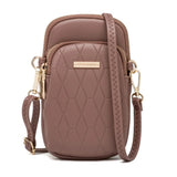 Women Phone Crossbody Bag Rhomboids PU Leather Wallet Purse