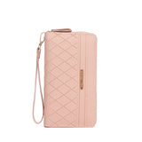 Women Pink Double Zipper Wallet PU Leather Large Capacity Wallets