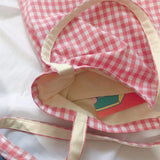 Plaid Canvas Shoulder Bag Large Eco-Friendly Tote Bags Women Gift