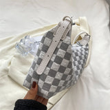 Women Plaid Print Underarm Shoulder Bag Crossbody Bag