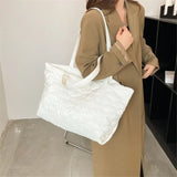 Women Plaid Quilted Tote Bag Large Capacity Lightweight Handbag