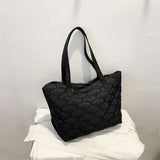 Women Plaid Quilted Tote Bag Large Capacity Lightweight Handbag