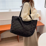 Women Plaid Quilted Tote Bag Large Capacity Lightweight Handbag