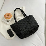 Women Plaid Quilted Tote Bag Large Capacity Lightweight Handbag
