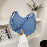 Women Weaving Handle Shoulder Bag Underarm Handbag