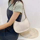 Women Weaving Handle Shoulder Bag Underarm Handbag