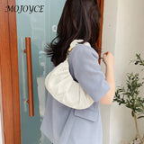 Women Pleated Bag Solid Hobos Shoulder Underarm Bag Ladies Casual PU Leather