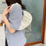 Women Pleated Bag Solid Hobos Shoulder Underarm Bag Ladies Casual PU Leather