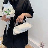 Women Pleated Shoulder Crossbody Bag Rhinestones Clutch Handbag
