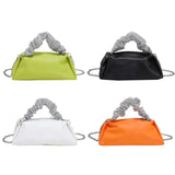 Women Pleated Shoulder Crossbody Bag Rhinestones Clutch Handbag