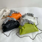 Women Pleated Shoulder Crossbody Bag Rhinestones Clutch Handbag