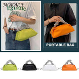 Women Pleated Shoulder Crossbody Bag Rhinestones Chain Small Handbags