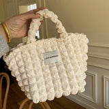 Women Pleated Handbag Large Capacity Shoulder Bag Female Bubble Flo