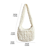 Women Pleated Lattice Shoulder Bag Large Capacity Crossbody Tote Soft Handbag