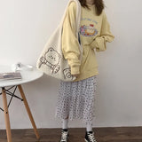 Plush Bear Embroidered Shoulder Tote Bag Canvas Soft Handbag