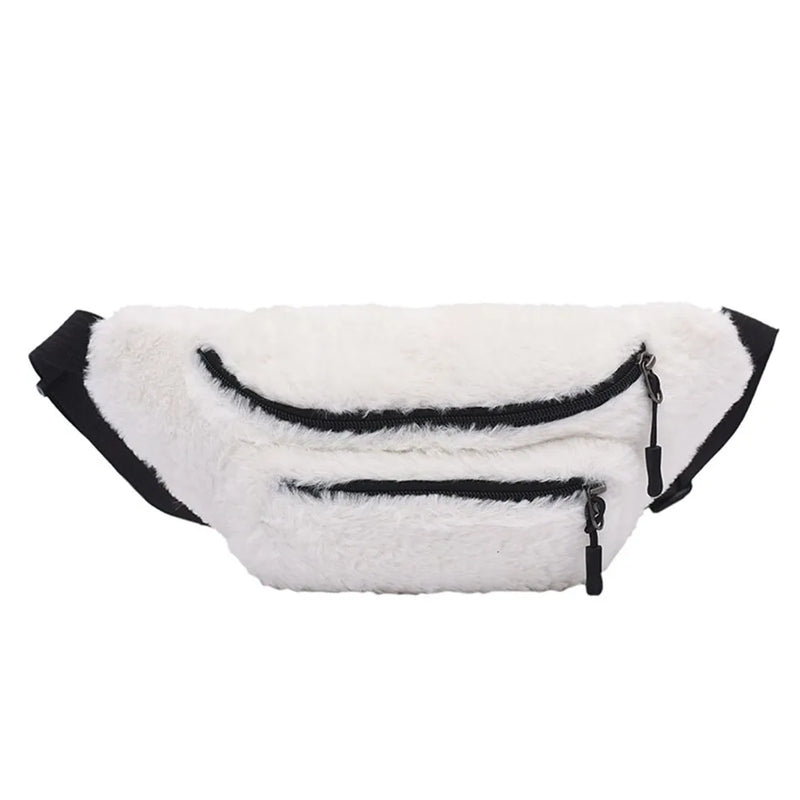 Women Plush Chest Bag Solid Belt Shoulder Crossbody Chest Bag Female Fanny Pack