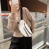 Women Plush Chest Bag Solid Belt Shoulder Crossbody Chest Bag Female Fanny Pack