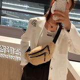 Women Plush Chest Bag Solid Belt Shoulder Crossbody Chest Bag Female Fanny Pack