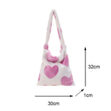 Women Plush Flower Shoulder Bags Cow Print Bucket Bags Faux Fur Handbag