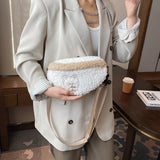 Women Plush Fur Bear Pattern Handbag Winter Mini Shoulder Bag